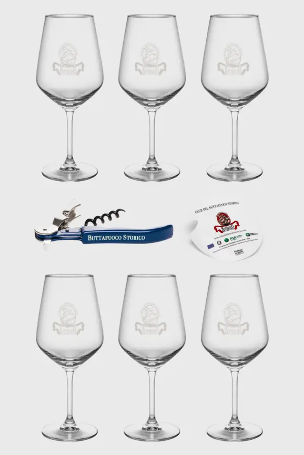 Set calici + cavatappi + salvagoccia